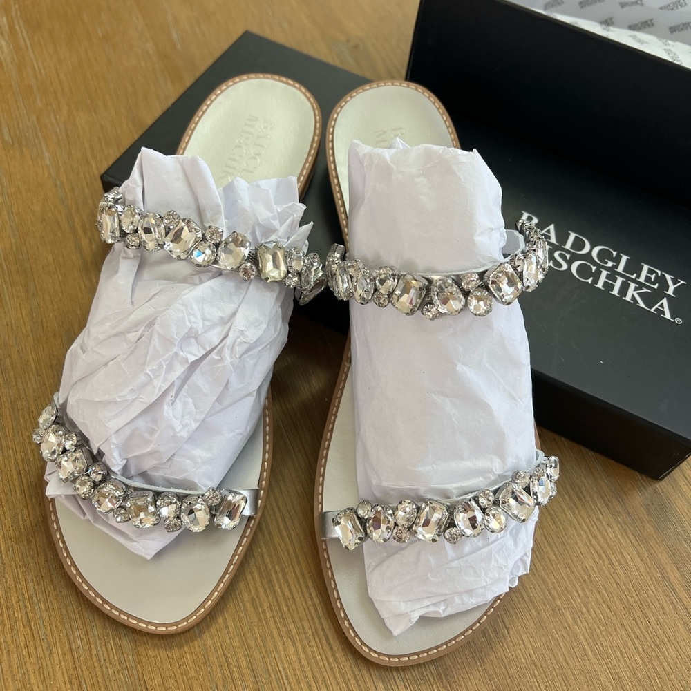 Badgley Mischka Rhinestone Slides - Picture 3 of 7